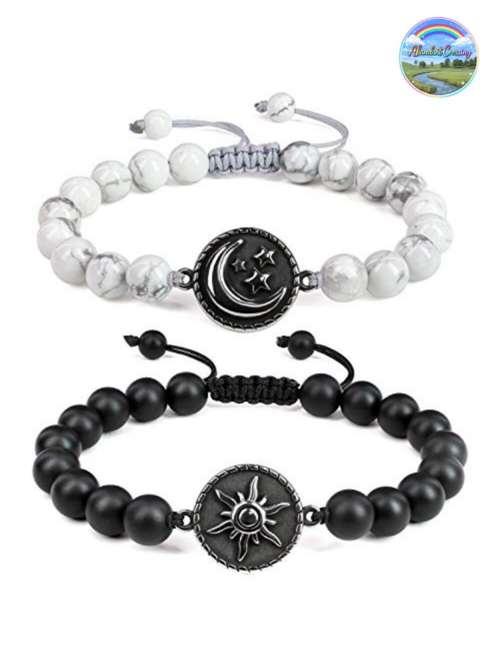 Yin Yang Sun Moon Couples Bracelets Howlite Onyx Stone Beaded